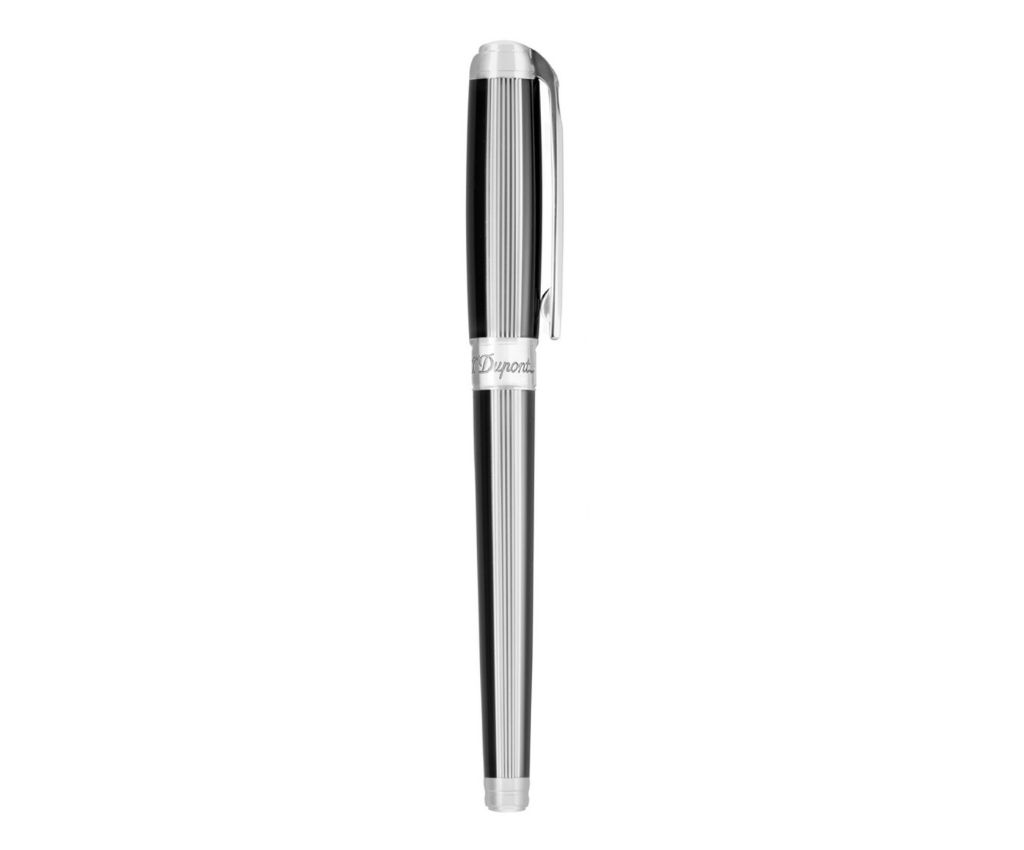 Windsor Line D Medium Black Natural Lacquer Palladium Finish Rollerball Point Pen